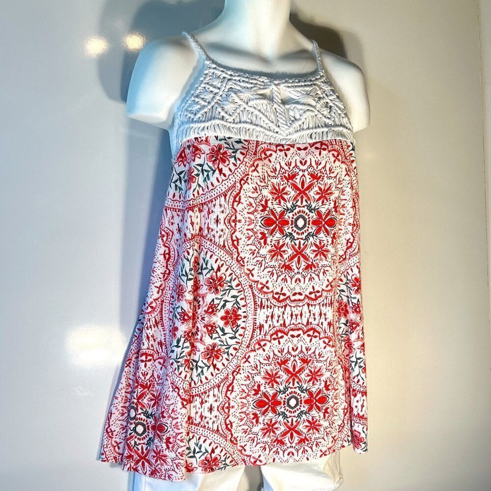 Torrid SZ 4 Crochet flared tank tunic top Boho Beach 70's Comfy Travel Beach Vac